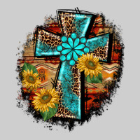 Western Turquoise's Leopard Cross  Wooden Aztek Sunflowers Background Premium Tee | Teevron