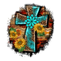 western turquoise's leopard cross  wooden aztek sunflowers background | Teevron