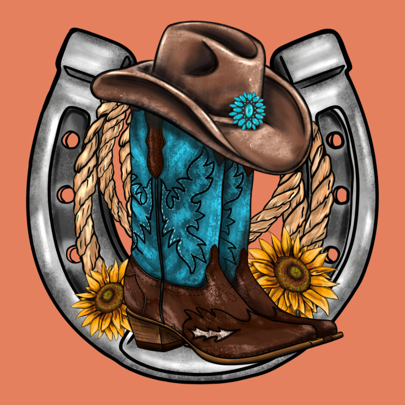 Western Horseshoe Boots Hat Rope Sunflower Classic Tee by AdoDesignShop | Teevron