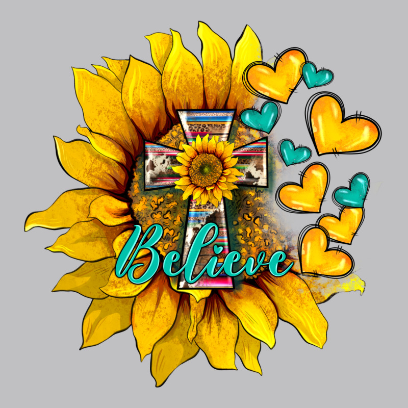 Western Sunflower  Cross Believe Long Sleeve Tee by BarkalooDesign | Teevron