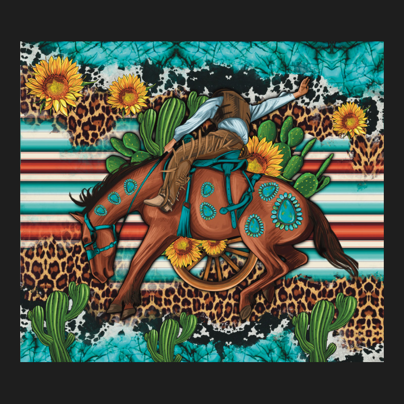 Bucking Bronco Cowboy Rodeo Cactus And Sunflowers Classic Tee by Artiststas | Teevron