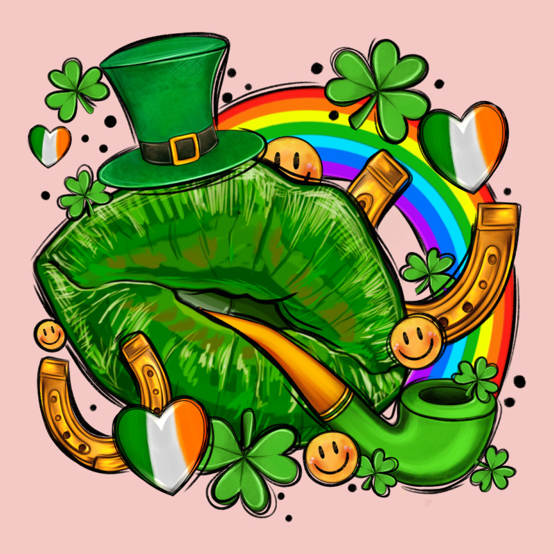 St Patricks Lips With Horseshoe Rainbow And Shamrocks Urban Heavy Tee by AdoDesignShop | Teevron