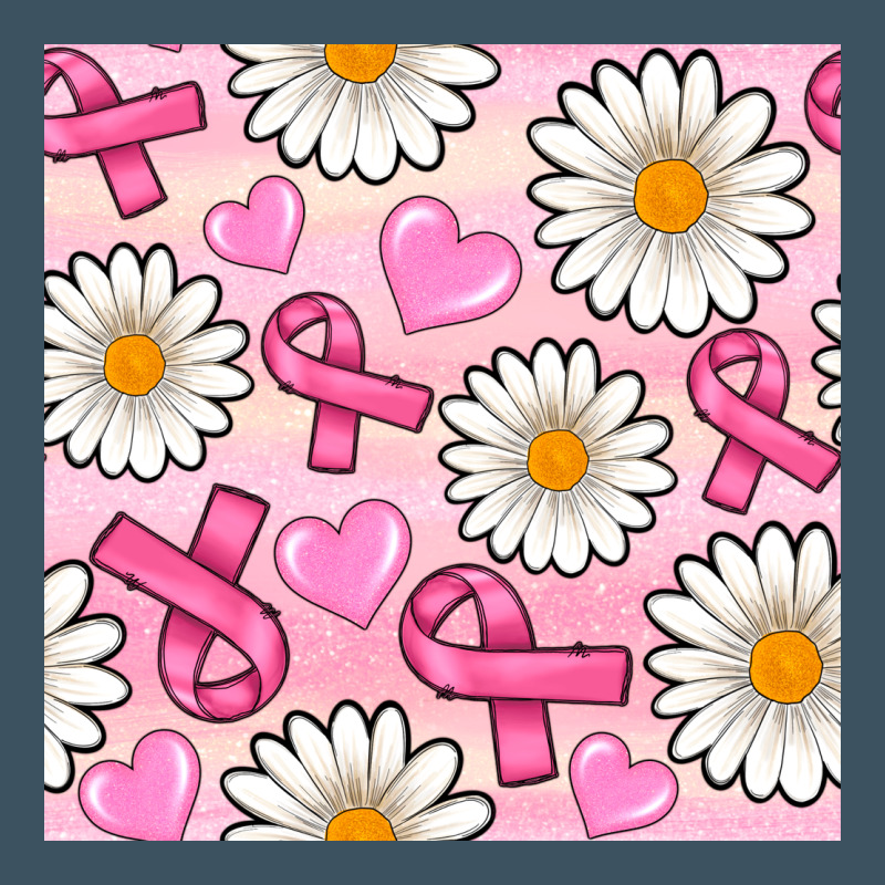 Breast Cancer Awareness With Daisy And Heart Seamless Pattern Urban Heavy Tee by BundleAndBundleShop | Teevron