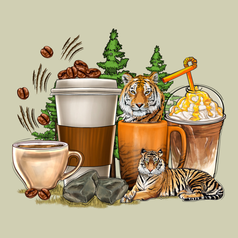 Coffee Cups Tiger With Coffee Beans Heavy Core Tee by texasbilliewilder | Teevron