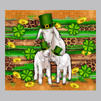 St Patricks Goat Family Shamrock Gold Serape Leopard Glitter Wooden Tu Classic Tee | Teevron