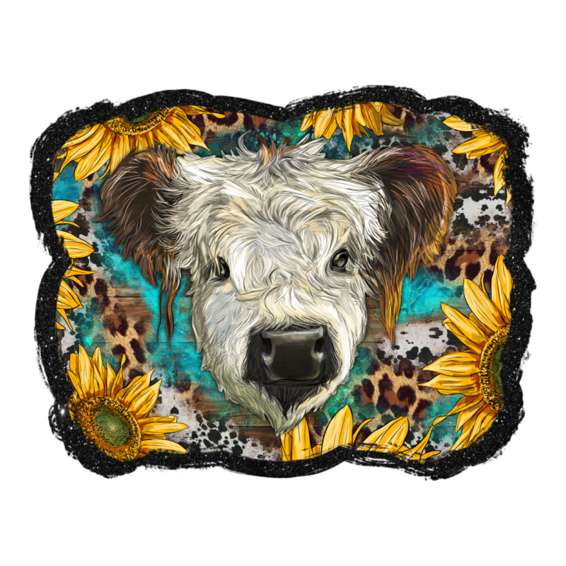 White Scottish Calf With Sunflowers Western  Background Premium Tee by BarkalooDesign | Teevron