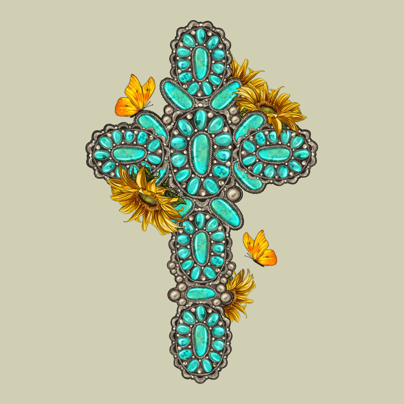 Gemstone Cross With Sunflowers And Butterflies Heavy Core Tee by texasbilliewilder | Teevron