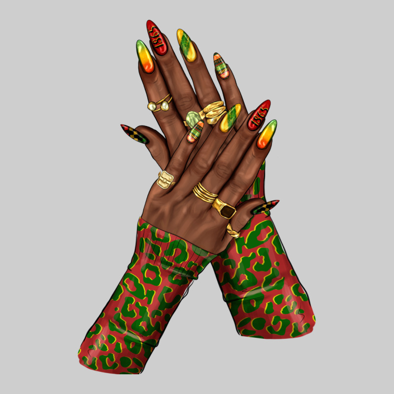Juneteenth Nail Art With Afro Hand Premium Tee by texasbilliewilder | Teevron