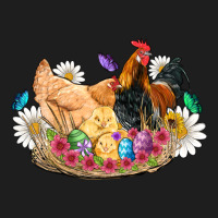 Easter Coop Animals Farm Chicken Chiks Rooster Flowers Butterfly Classic Tee | Teevron