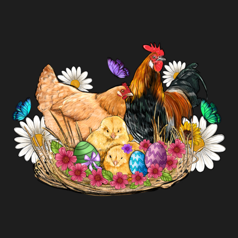 Easter Coop Animals Farm Chicken Chiks Rooster Flowers Butterfly Classic Tee by Artiststas | Teevron