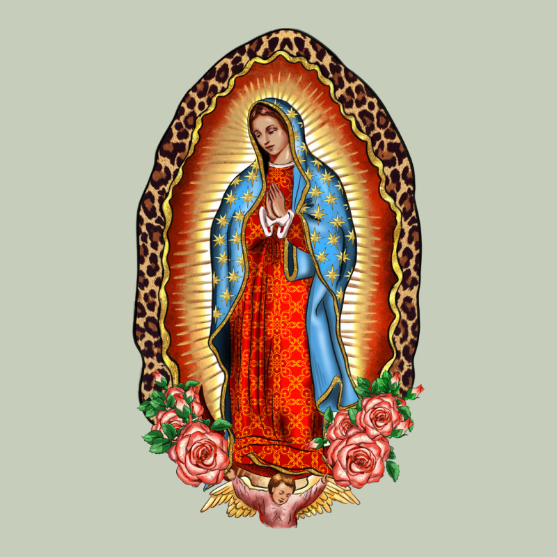 Our Lady Of Guadalupe Leopard And Roses Long Sleeve Tee by BarkalooDesign | Teevron
