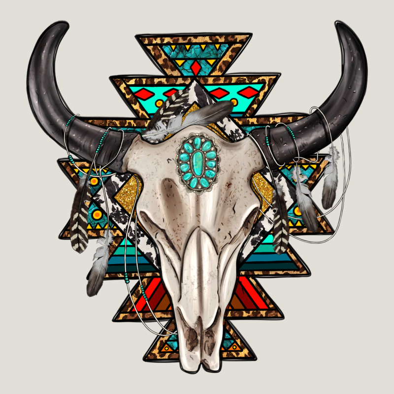 Western Aztec Bull Skull With Gemstone Heavy Core Tee by texasbilliewilder | Teevron