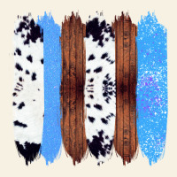 Western Farm Life Cowhide Wood Blue Glitter Brush Stroke Vintage Tee | Teevron