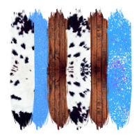Western Farm Life Cowhide Wood Blue Glitter Brush Stroke | Teevron