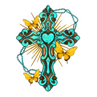 cross with heart shaped gemstone and butterfly | Teevron
