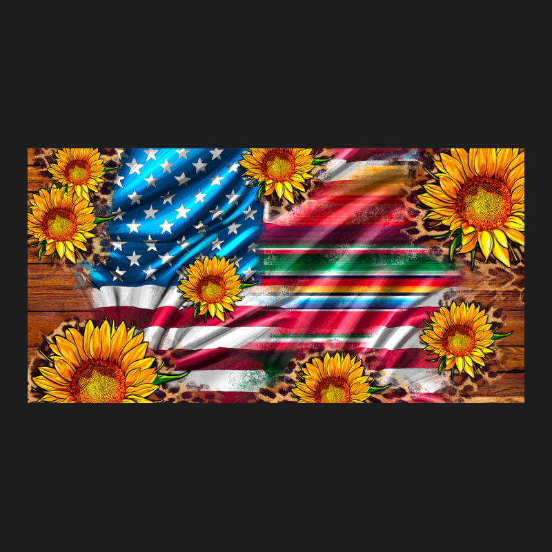Usa Flag And Serape With Leopard And Sunflowers License Plate Classic Tee by Artiststas | Teevron