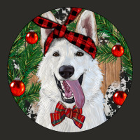 Christmas White Shepherd With Cowhide Heavy Core Tee | Teevron