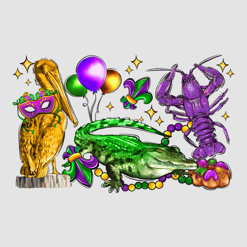 Mardi Gras Pelican Alligator And Crawfish Premium Sweatshirt by LillyAllenDesigns | Teevron