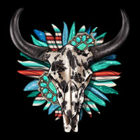 Western Bull Skull With Sunflower And Gemstone Heavy Core Tee | Teevron