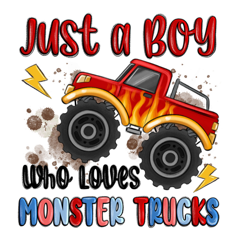 Just A Boy Who Loves Monster Trucks Zipper Hoodie by MaliasSmallBusiness | Teevron