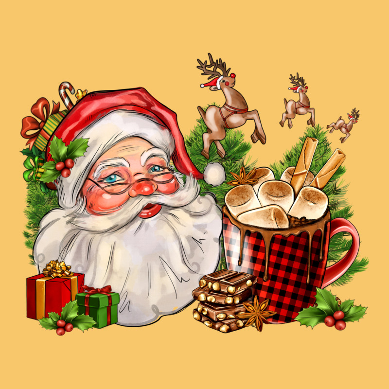 Santa And Hot Cocoa Cup Vintage Hoodie by FaDigitalArtStudio | Teevron