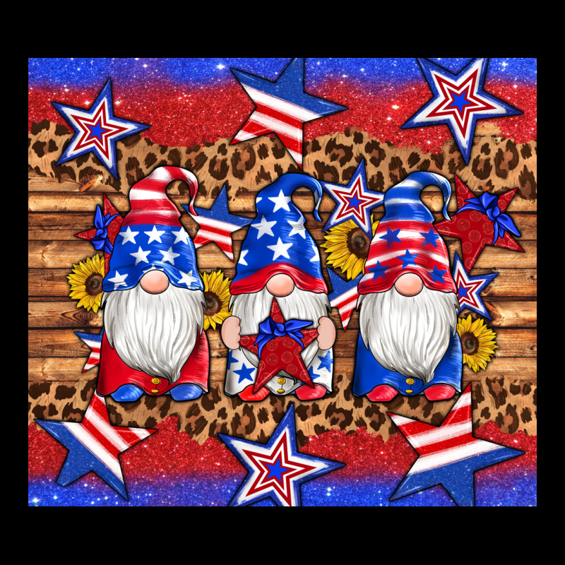 American Flag Gnomes Star Leopard Glitter Tumbler Heavy Core Tee by Artiststas | Teevron