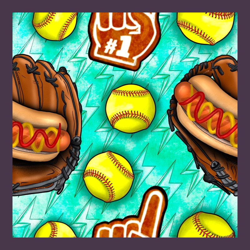 Softball Glove And Hotdog Seamless Pattern Heavyweight Hoodie by BundleAndBundleShop | Teevron
