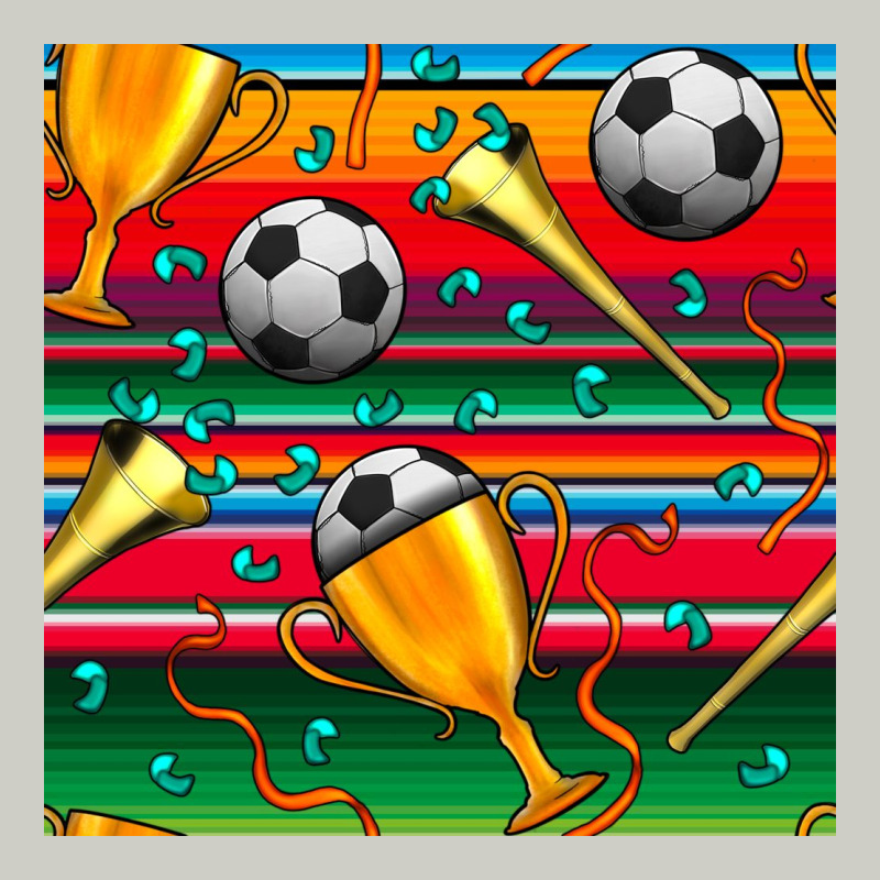 Soccer Winner Cup And Vuvuzela With Serape Seamless Pattern Heavyweight Hoodie by BundleAndBundleShop | Teevron