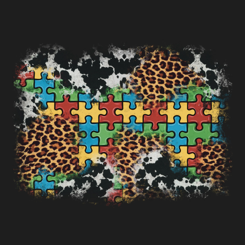 Autism Awareness Leopard Cowhide Background Classic Tee by Artiststas | Teevron