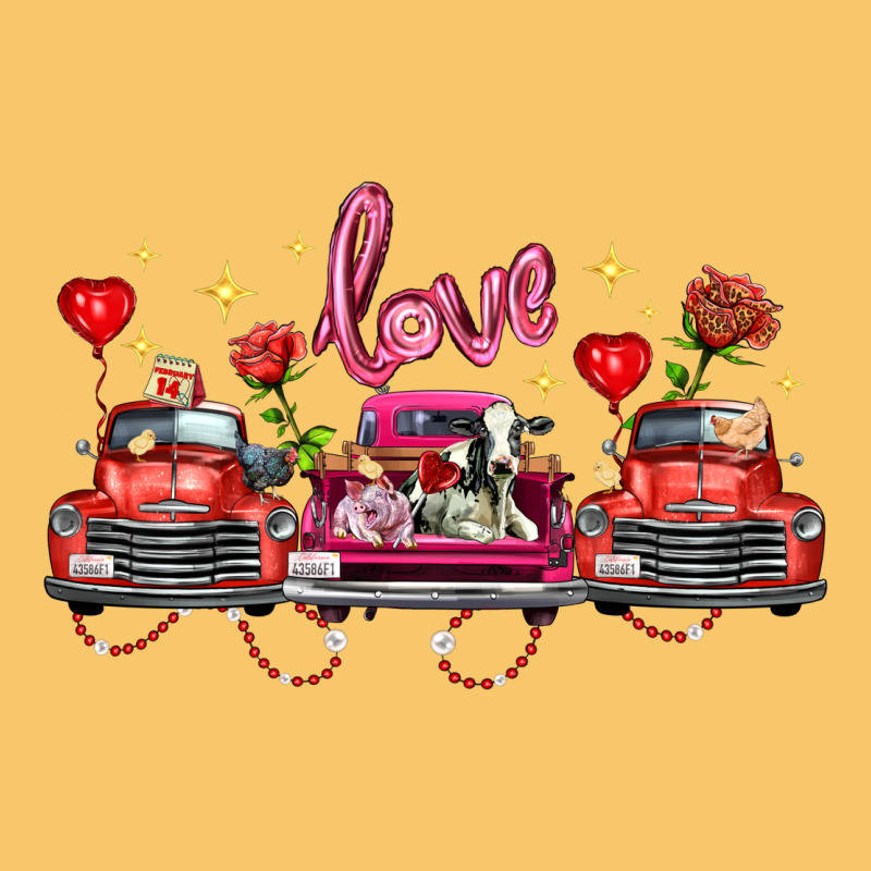 Valentine's Day Farm Trucks Farm Animals Vintage Hoodie by FaDigitalArtStudio | Teevron