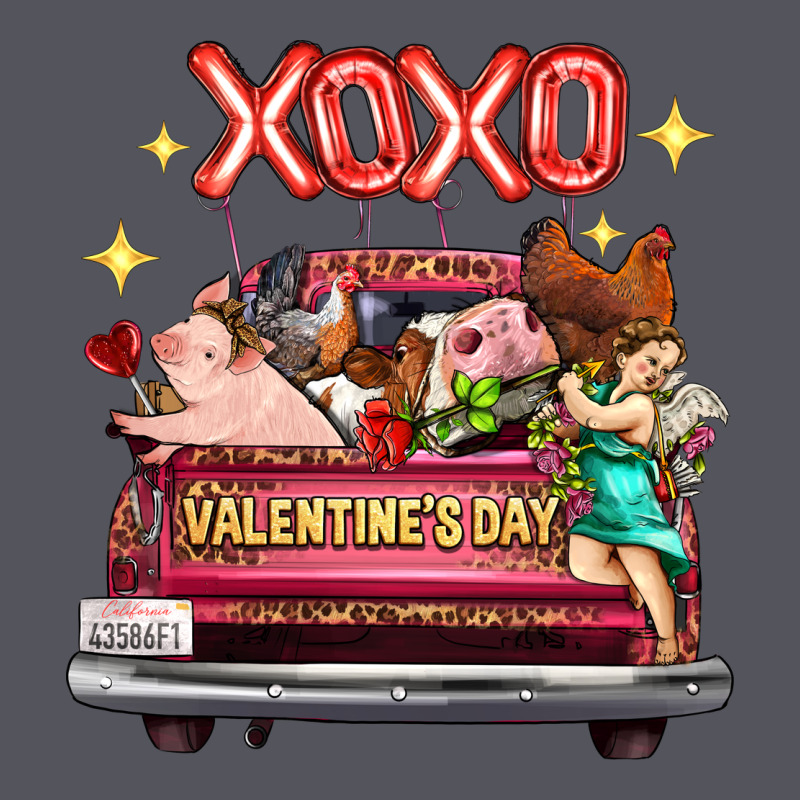 Valentine's Day Truck Farm Animals Cupid Xoxo Vintage Hoodie by FaDigitalArtStudio | Teevron