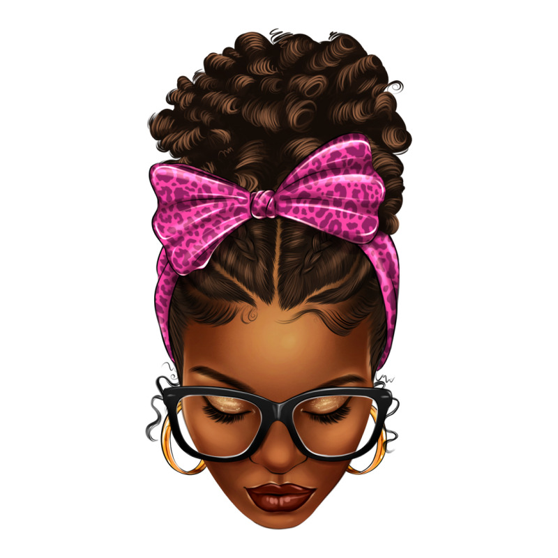 Afro Messy Bun Pink Leopard Bow Premium Tee by texasbilliewilder | Teevron