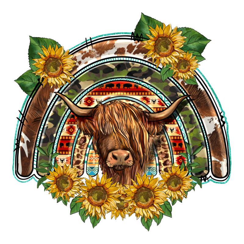 Scottish Calf Sunflowers Rainbow Long Sleeve Tee by BarkalooDesign | Teevron