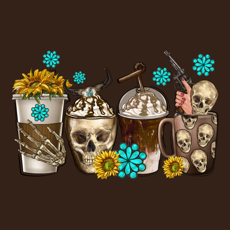 Coffee Cups Bull Skull With Gemstones Heavy Core Tee by texasbilliewilder | Teevron