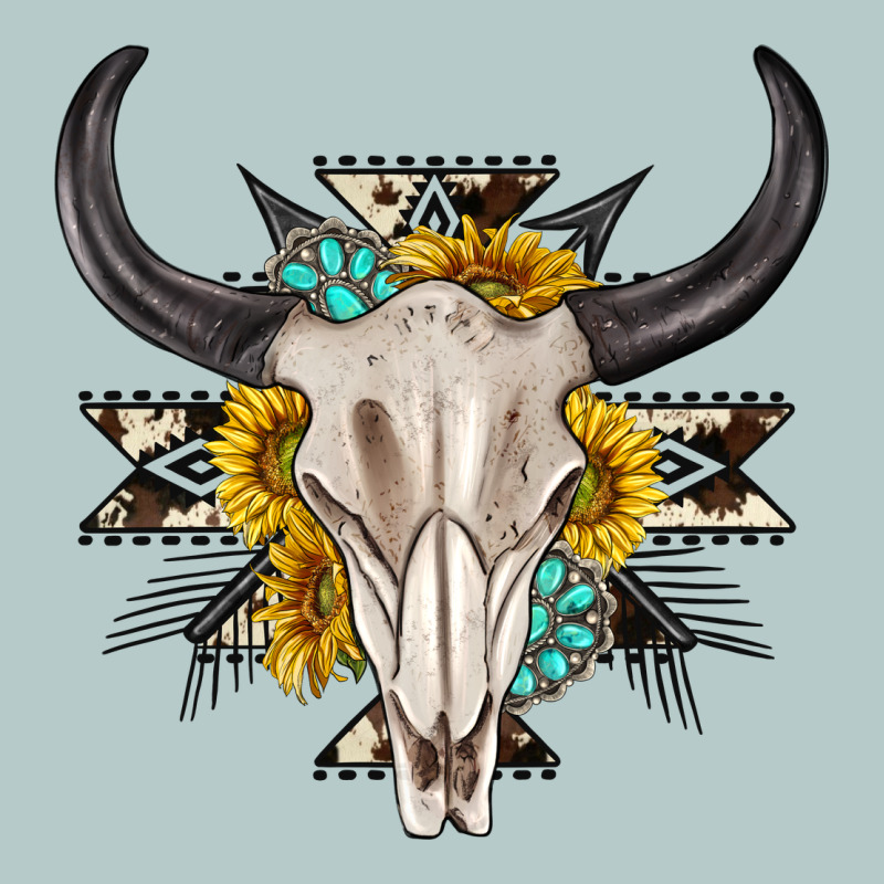 Cow Aztec Western Bull Skull Heavy Core Tee by texasbilliewilder | Teevron