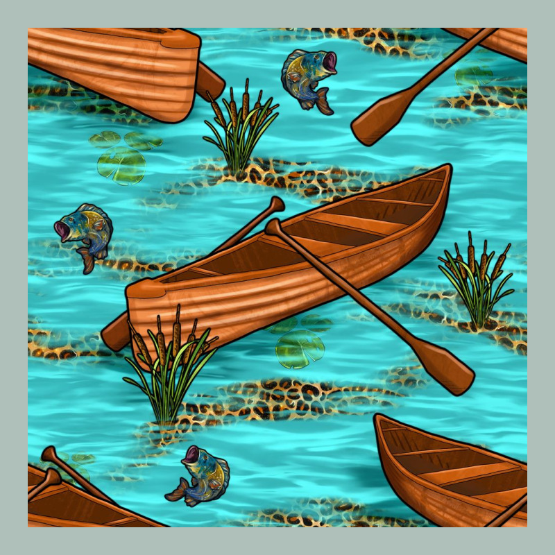 Lake Canoe And Fish With Reeds And Leopard Seamless Pattern Bbs Heavyweight Hoodie by BundleAndBundleShop | Teevron