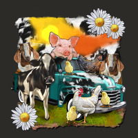 Cowhide Farm Truck With Farm Animals Heavy Core Tee | Teevron