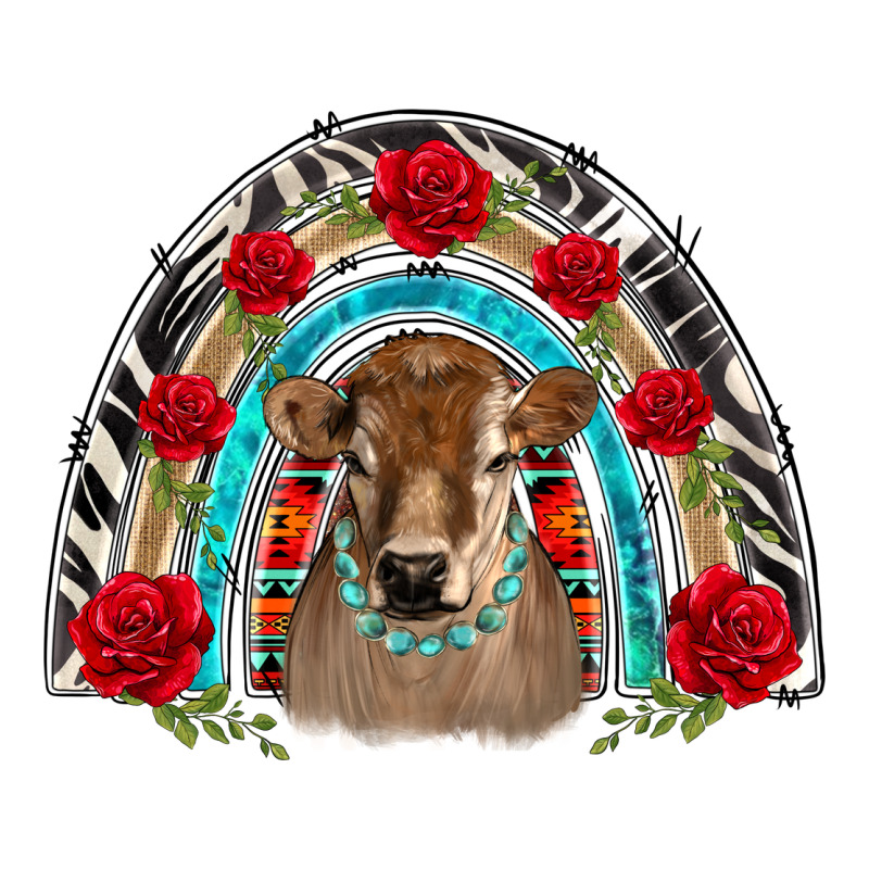Brown Baby Cow Floral Rose Rainbow Premium Tee by BarkalooDesign | Teevron