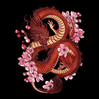Red Dragon And Sakura Cherry Blossoms Premium Tee | Teevron