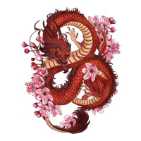 red dragon and sakura cherry blossoms | Teevron