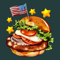 American Flag And Hamburger Classic Tee | Teevron