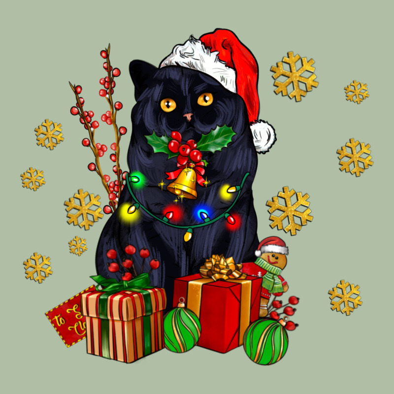 Black Cat Meowy Christmas Urban Heavy Tee by AdoDesignShop | Teevron