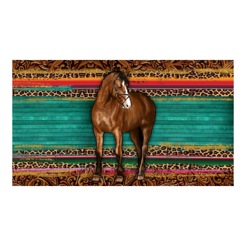 Western Horse Serape Tooled Leather Leopard  Sippy Cup Premium Tee by BarkalooDesign | Teevron
