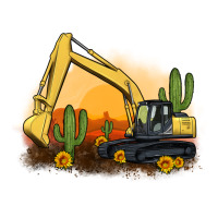 excavator cactus sunflower sunset | Teevron