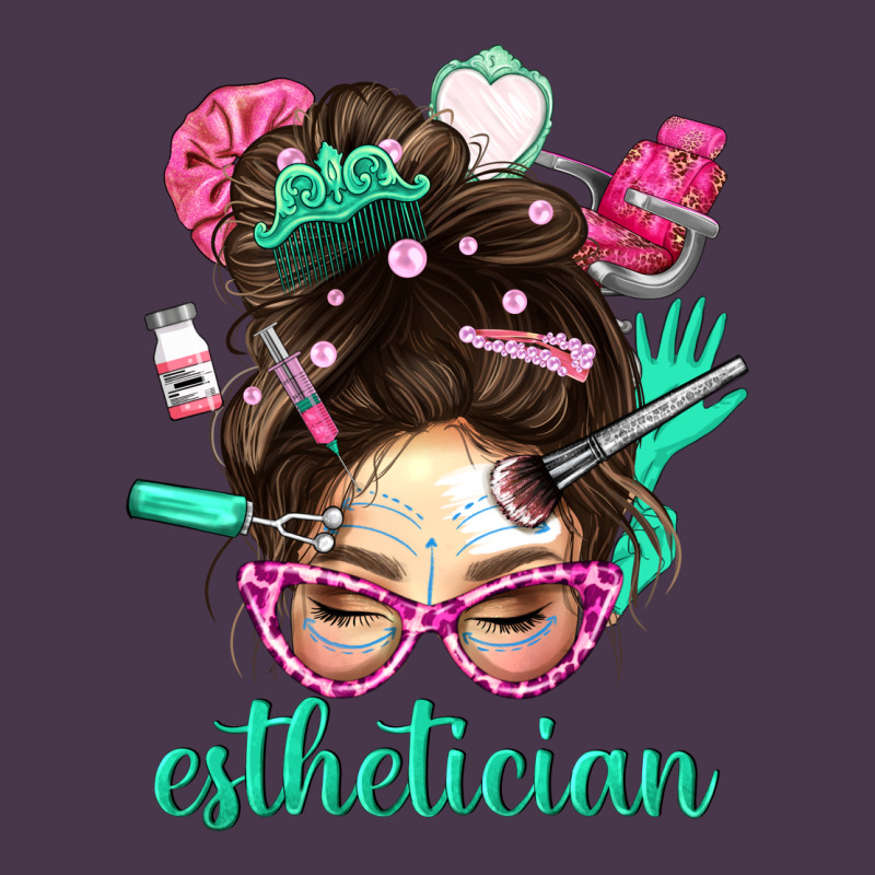 Esthetician Messy Bun With Pink Leopard Glasses Bbs Heavyweight Hoodie by BundleAndBundleShop | Teevron