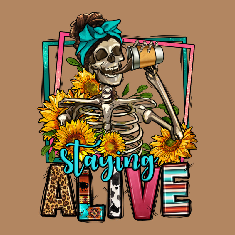 Staying Alive Coffee Drinking Skeleton Long Sleeve Tee by Jasminsmagicworld | Teevron