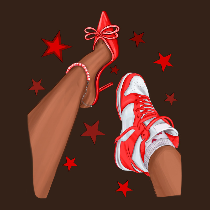 Bright Red Afro Girl Sneakers And Heels Heavy Core Tee by texasbilliewilder | Teevron