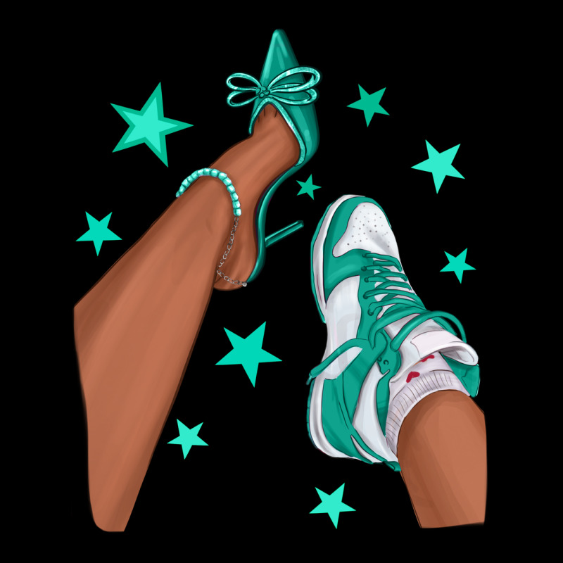 Teal Afro Girl Sneakers And Heels Heavy Core Tee by texasbilliewilder | Teevron