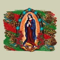 Mexican Flag Lady Of Guadalupe Distressed Backgrou Heavy Core Tee | Teevron