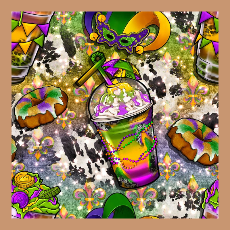 Mardi Gras Coffee Cups And Donut With Cowhide Heavyweight Hoodie by BundleAndBundleShop | Teevron